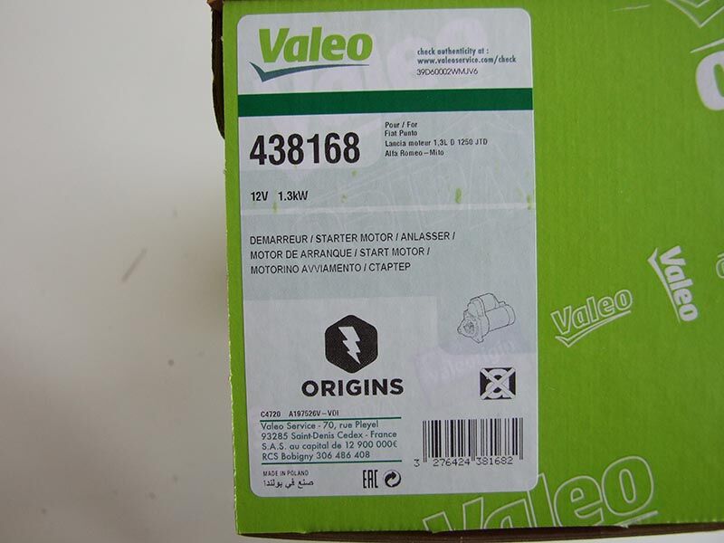 Anlaser valeo 12v 1.3kw 9z fiat punto ii d6g1 1.3 jtd