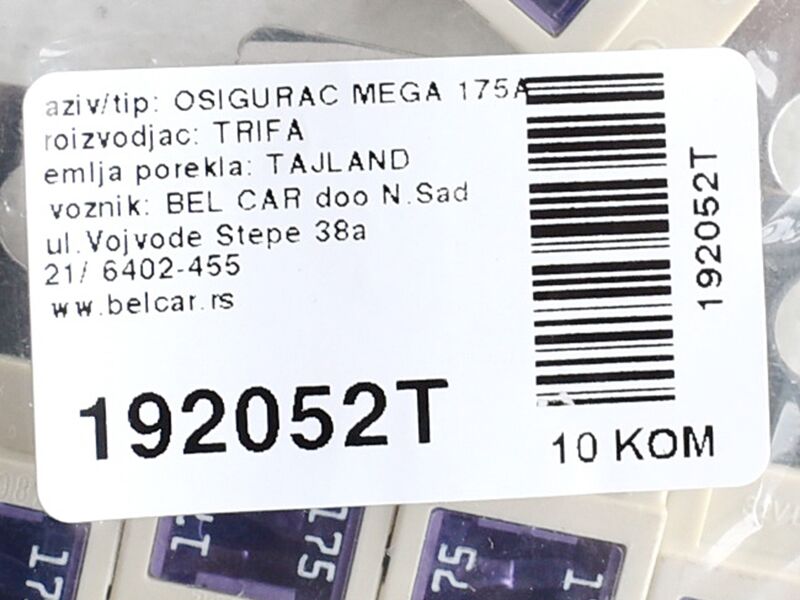 Osigurac mega 175a beli